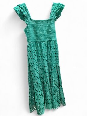 Green Eyelet Midi Dress